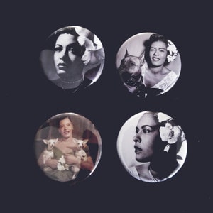 Billie Holiday Jazz Singer Legend 1.25" Pin,  Button  4-pack