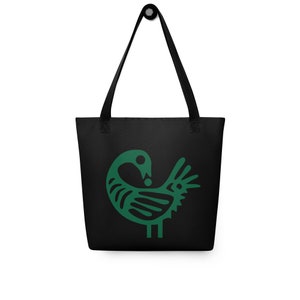 West African Adinkra Sankofa Bird Symbol Black and Green Tote Travel Overnight bag