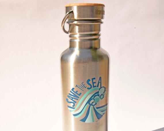 Save the Sea Water bottle, Klean Kanteen Stainless Steel tumbler bottle, BPA free, Klean Kanteen Classic 800ml Reflect Bottle, Ocean Theme
