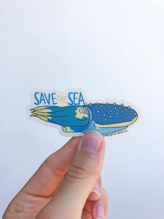 Giant Squid Vinyl Sticker. Adorable Aquatic Clear Sticker, Sticker for Hydroflask | laptop stickers | Waterproof Stickers | small gift | eco