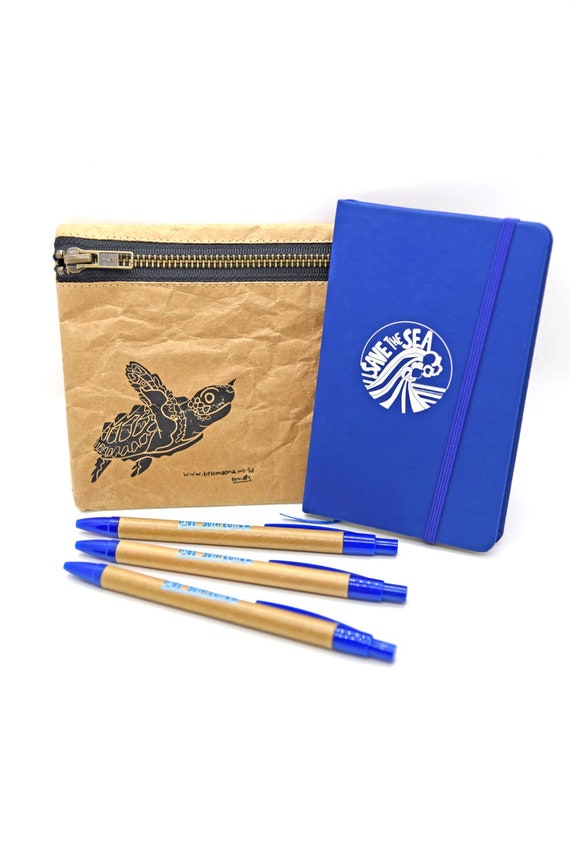 Ocean Notebook Pen and Case Set - Blue, Save the Sea Journal, ocean waves journal, wave Notebook, Ocean journal, Sea Notebook marine Journal