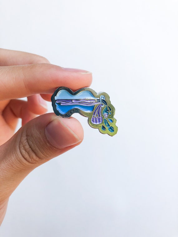 SAVE THE SEA Enamel Pins, Hard Enamel Pin, Cute Lapel Pin Gift, Deep Sea Creatures, Ocean Animals, puzzle piece pin, Ocean Pin, Cute pin
