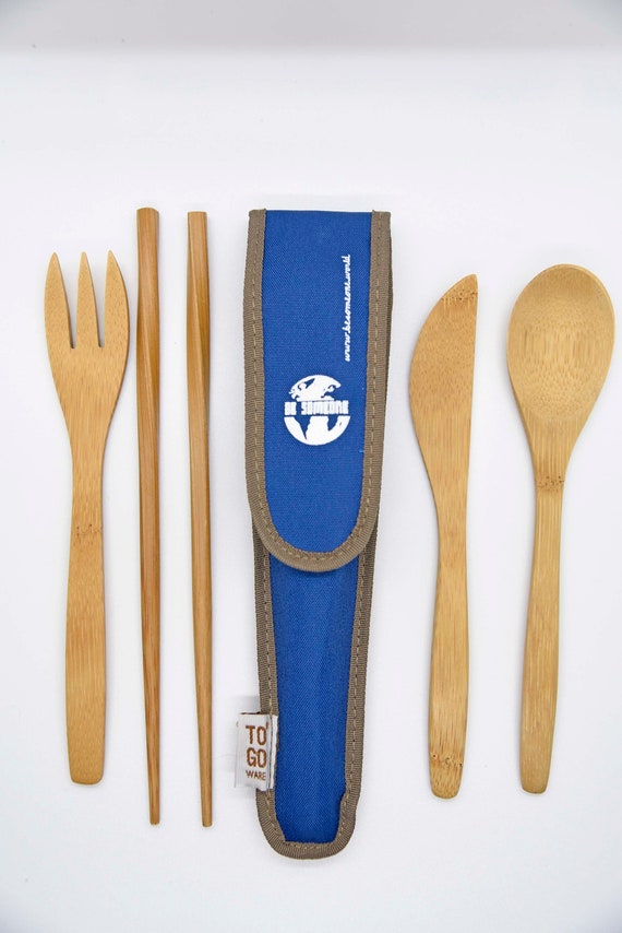 Zero Waste Plastic Free Reusable Bamboo Cutlery Set Fork, Spoon, Knife, Chopsticks, Travel Cutlery Set, BAMBOO UTENSIL SET Zero waste, gift