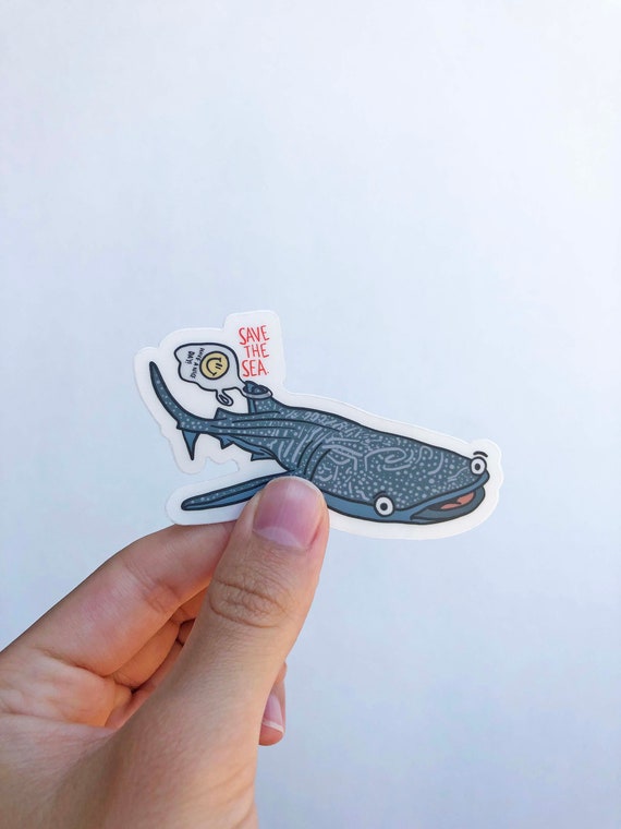 Whale Shark | Adorable Aquatic Clear Sticker Stickers for Hydroflask | laptop stickers | Waterproof Stickers | Shark Stickers | small gift