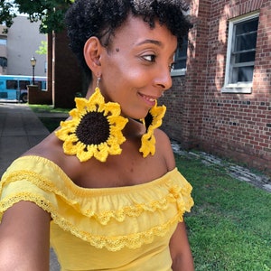 Sunflower statement earrings