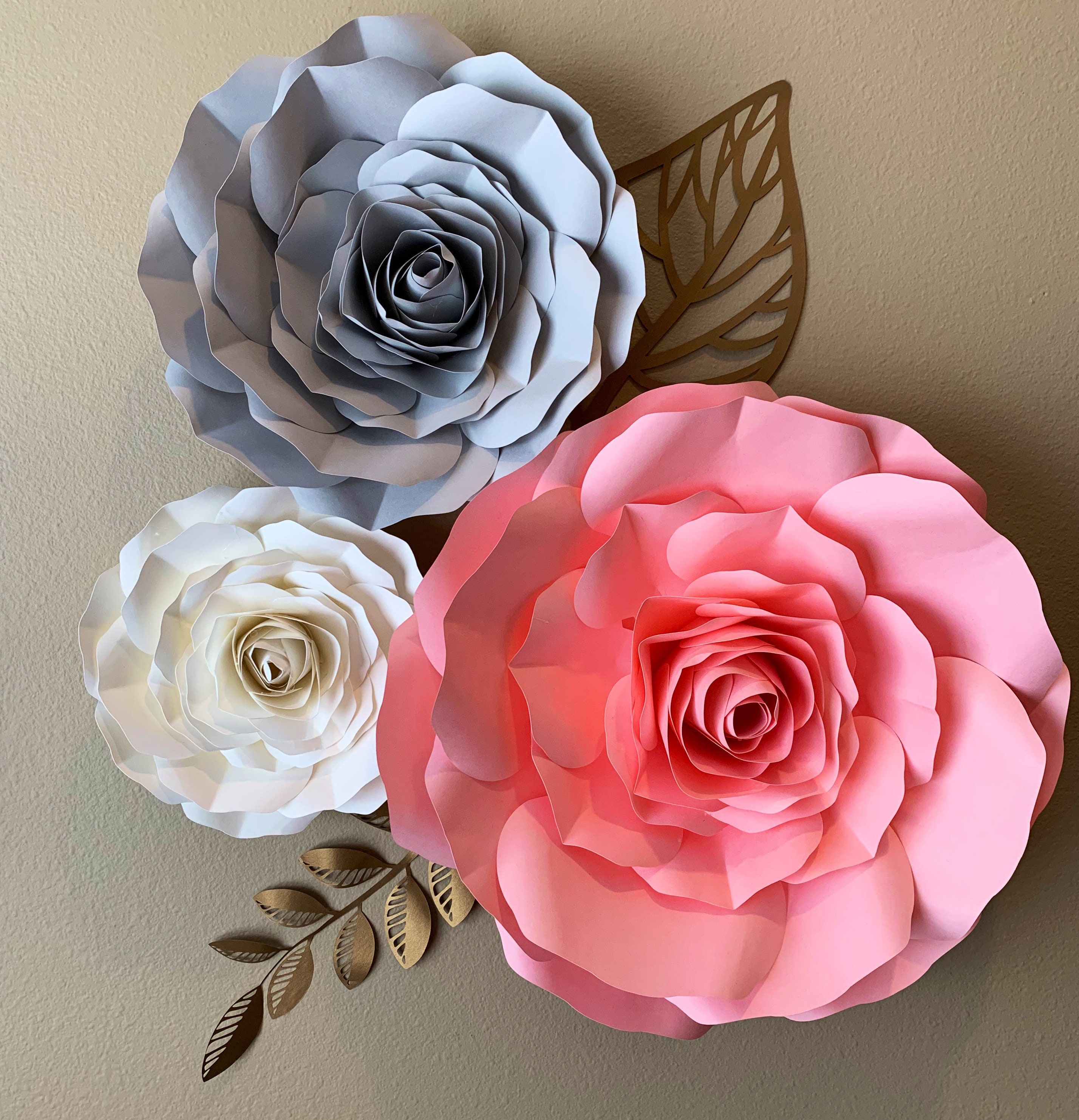 Handmade Paper Flowers for Nursery Weddings Pink Gray and Etsy