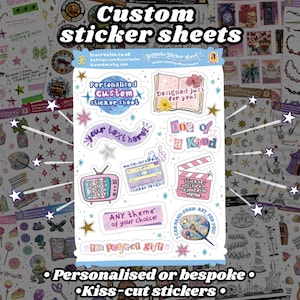 ¡Hojas de calcomanías personalizadas! Convierte tus propios diseños en hojas de calcomanías troqueladas o selecciona CUALQUIER tema: ¡crearé calcomanías personalizadas solo para ti!