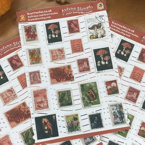 Adesivi con timbri autunnali - Foglio di adesivi con timbri autunnali per journaling e scrapbooking - Adesivi autunnali per posta ordinaria - Adesivi estetici autunnali