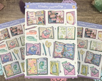 Art Journaling Sticker Sheet: Creative Junk Journal Stickers