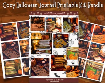 Cozy Journaling Printable Bundle | Junk Journal Printable Ephemera Kit for Halloween Journal | Digital Junk Journal Download