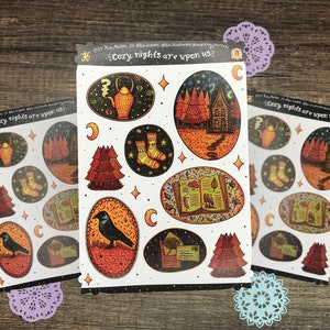 Cozy Nights Sticker Sheet: Autumn Witchy Journal Stickers