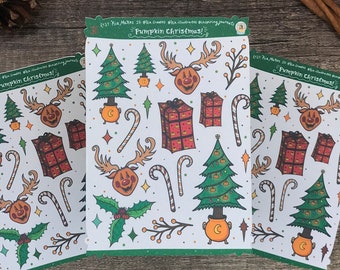 Spooky Christmas Sticker Sheet | Spookmas Stickers | Christmas stickers with a Halloween Twist! | Creepmas Sticker | Pumpkin Christmas Tree!