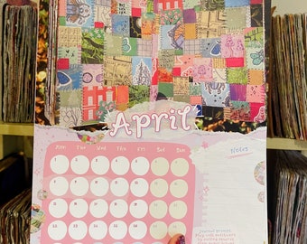 Art Journaling Calendar 2024 | Journal inspiration wall calendar | Journal prompt every month | Art journal ideas | Creative journaling gift