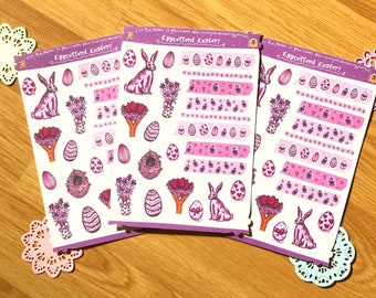 Easter Sticker Sheet | Ostara Stickers | Eggcellent Easter Stickers | Easter Egg Washi Stickers | Bunny Stickers | Spring Stickers |