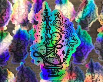 Shisha Holographic Sticker | Magic Water Pipe Sticker | Holographic Hookah Sticker | Vinyl Sticker | Laptop Sticker | Hubble-Bubble Sheesha