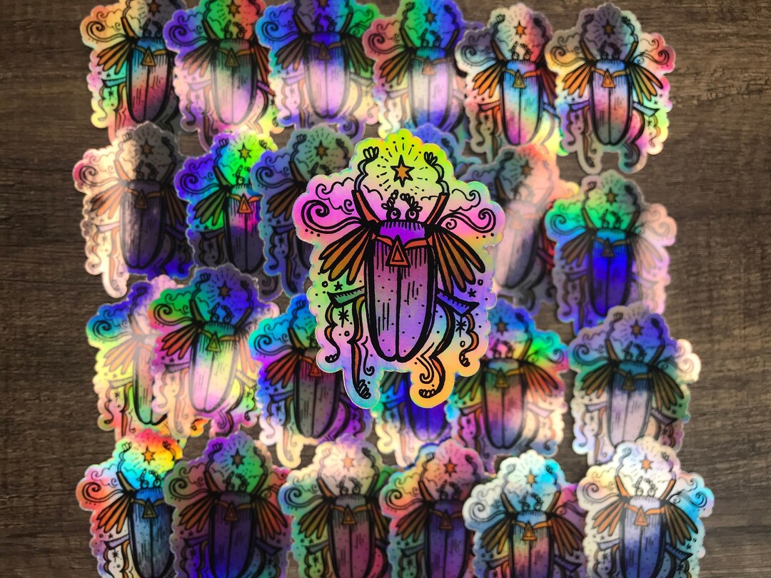 Scaracat Sticker Scarab Beetle Sticker | Holographic Scarab Sticker | Holographic ...