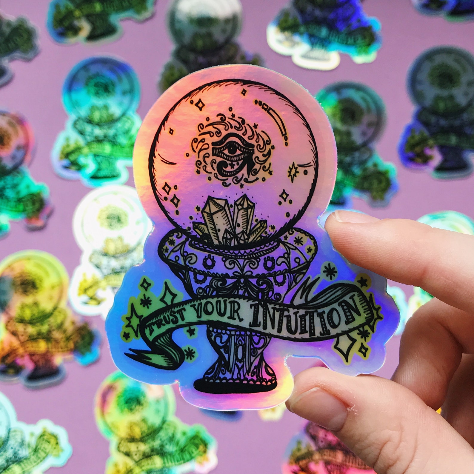 Trust Your Intuition Holographic Crystal Ball Sticker - Etsy UK