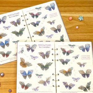 Pegatinas de mariposas de papel / Bonitas pegatinas de origami para scrapbooking, diarios, manualidades de papel y proyectos de bricolaje / Hojas de pegatinas de mariposas