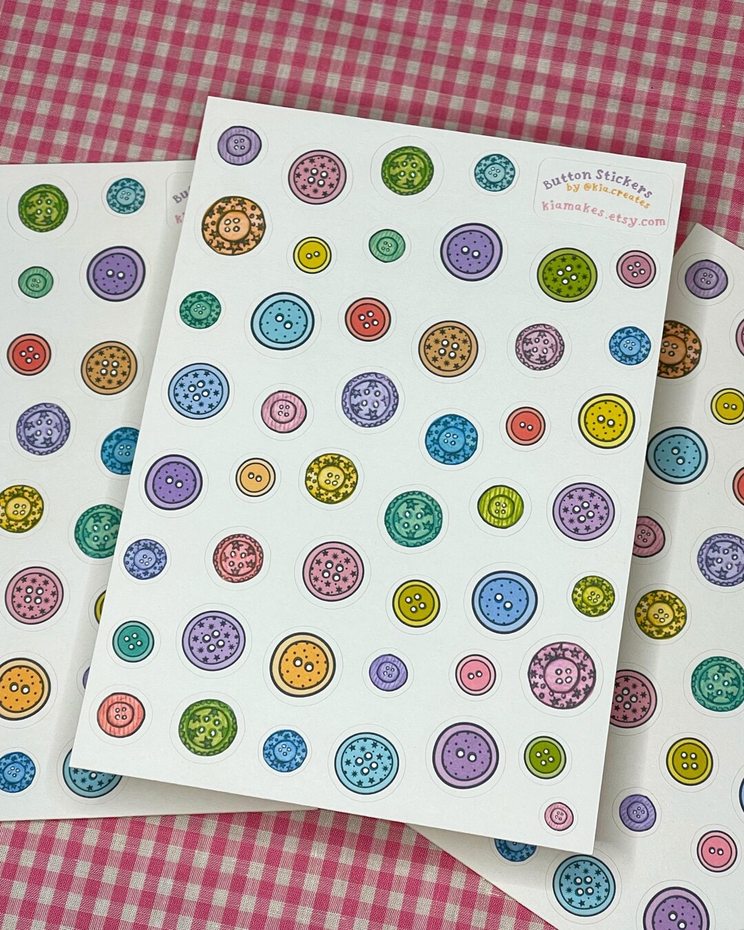 Buttons Sticker Sheet: Hand Drawn Colourful Deco Stickers for Scrapbook ...