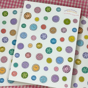Buttons Sticker Sheet: hand drawn colourful deco stickers for scrapbook, junk journaling and planner!