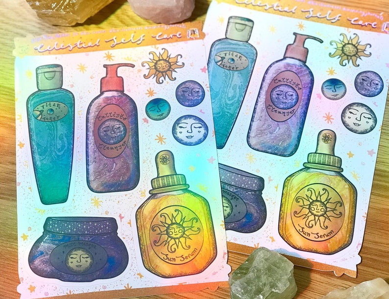 Celestial Self Care Sticker Sheet Sun Stickers Moon Etsy