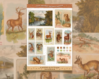 Deer Junk Journal Printable | Vintage Scrapbook Ephemera Animals