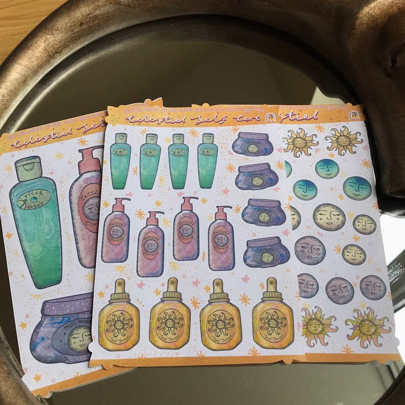 Celestial Self Care Sticker Sheet Sun Stickers Moon Etsy