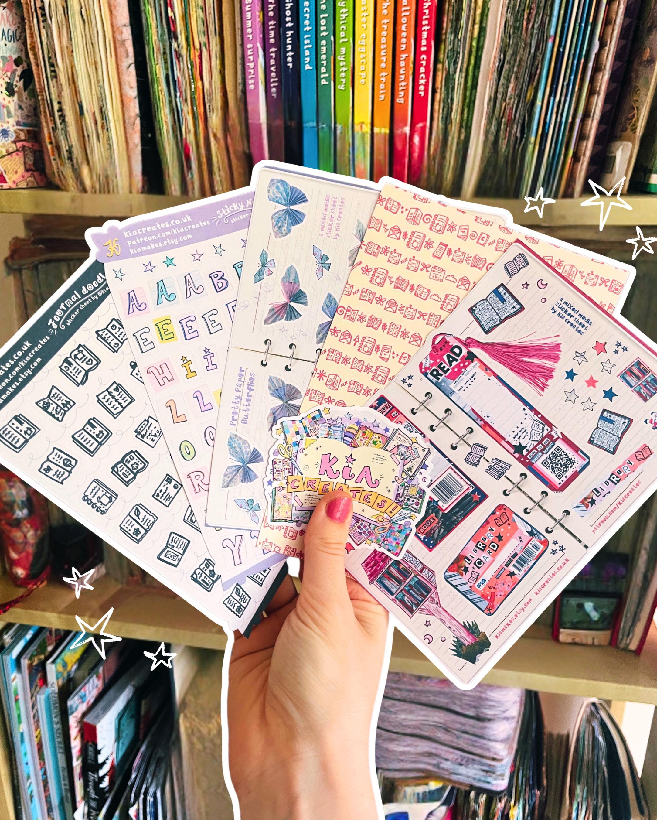 Layered Library Stickers: Vintage Bookish Collage for Reading Journal ...