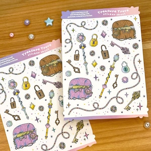 Adesivos para Tesouros | Adesivos Decorativos para Diários com Joias, Gemas, Cristais e Baús de Tesouro | Adesivos para Planejador de Scrapbook