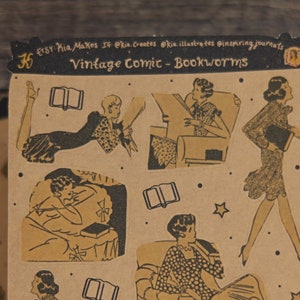 Vintage Comic Stickers 'Bookworms' 1920s Illustrations Ephemera Stickers for Junk Journaling & Scrapbooking Vintage Illustrations image 2