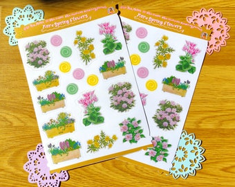 Spring Flower Stickers | Floral Sticker Sheet | Bujo Sticker Sheet | Daffodil, Iris, Hyacinth, Crocus | Journal Stickers | Spring Floral |