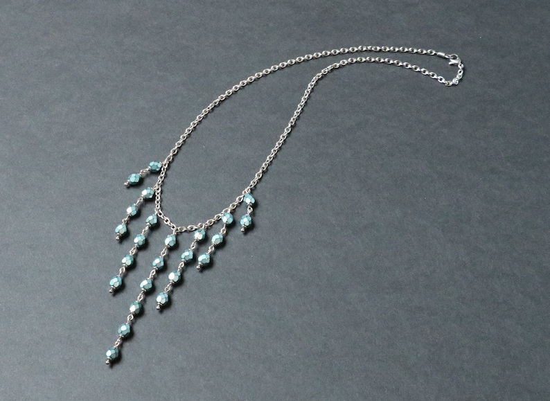 blue heavy metal Comet Bib necklace Bohemian 6mm faceted