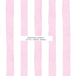 Motif transparent rayé aquarelle rose, papier numérique rayé, papier peint pastel pour chambre d'enfant, fond d'album, motif blanc rose, commercial