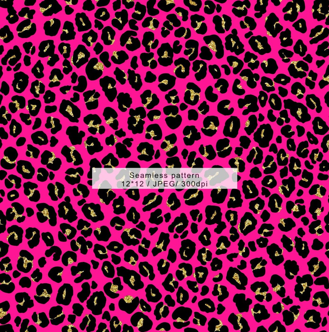 Hot Pink and Gold Glitter Leopard Print Seamless Pattern,glam Pink and ...