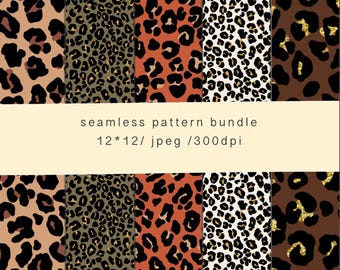 Leopard Print Digital Paper pack,Animal Print bundle,chic Fashion Background for Crafts, Seamless Jungle cheetah Pattern ,commercial use