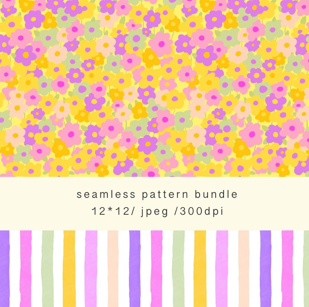 Spring Ditsy Floral Seamless Pattern, Retro Flower Digital Paper ...