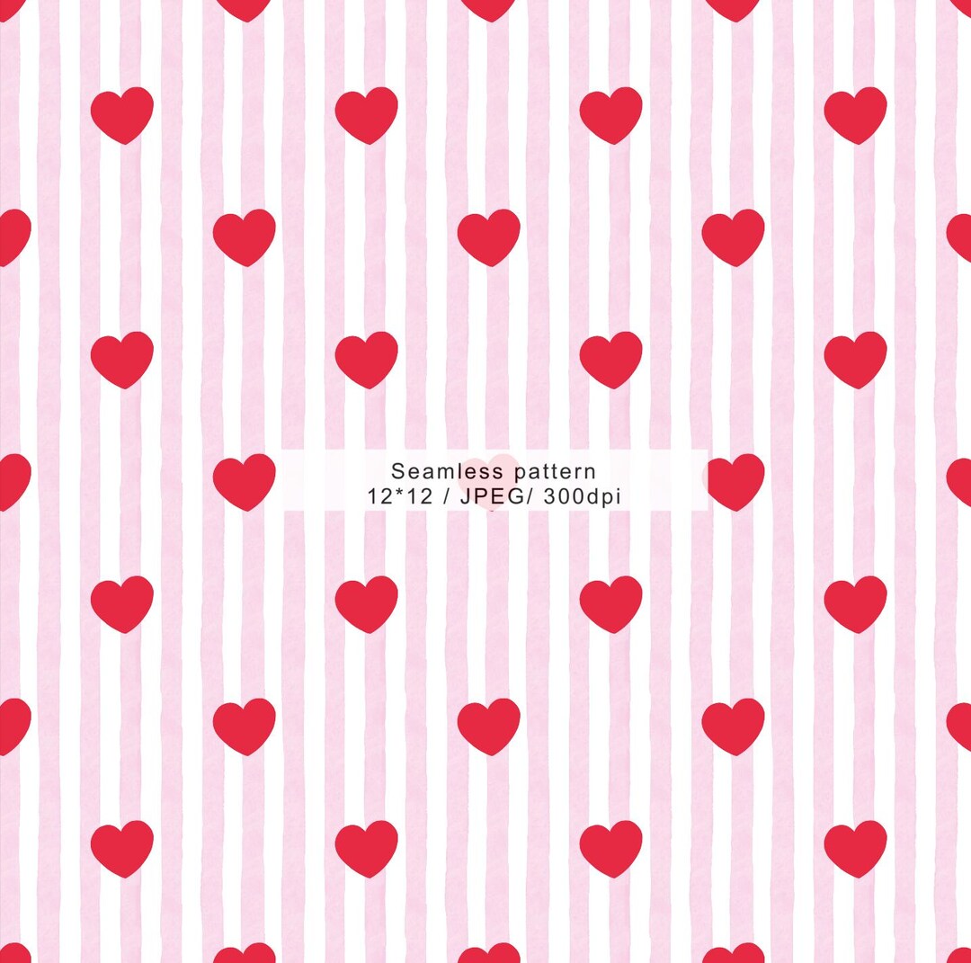Valentine Heart Seamless Pattern,red Heart Pink Stripe Digital Paper ...