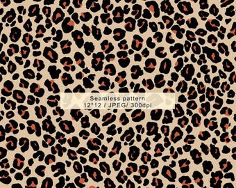 Leopard Print Digital Paper, Animal Print Background,chic Fashion Background for Crafts, Seamless Jungle cheetah Pattern ,commercial use