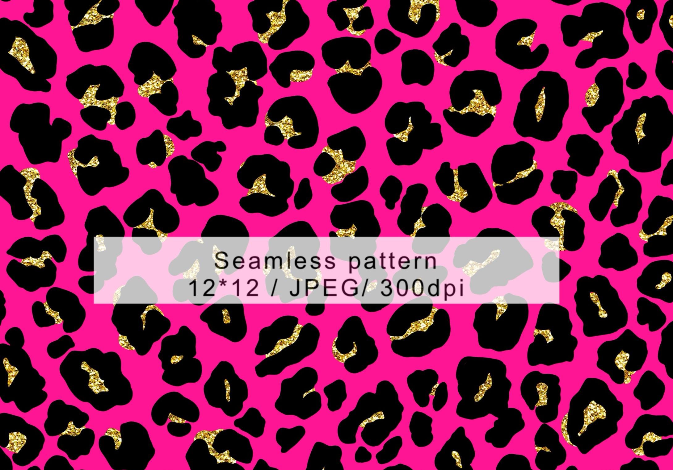 Hot Pink and Gold Glitter Leopard Print Seamless Pattern,glam Pink and ...