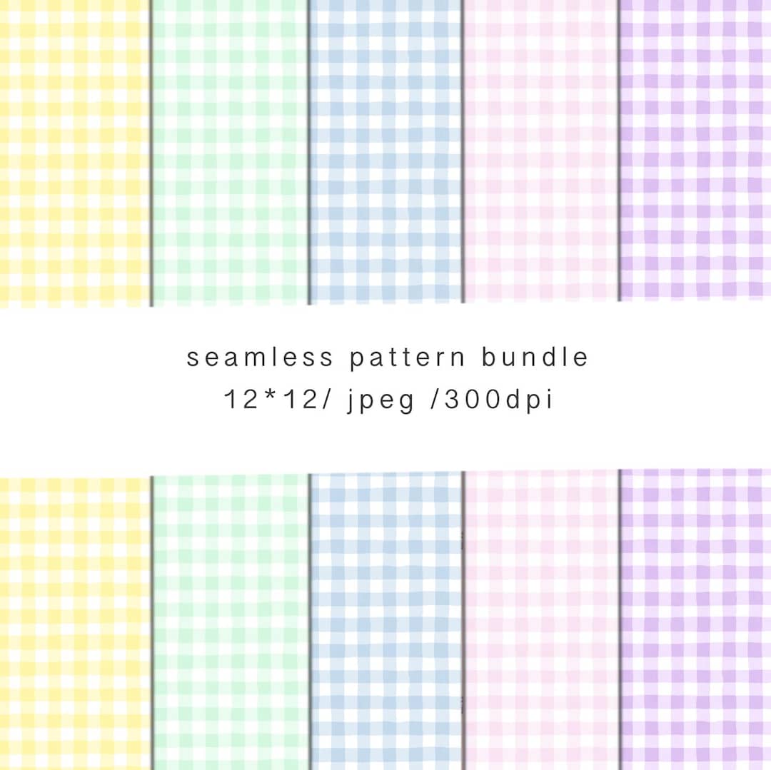 Easter Gingham Seamless Pattern Bundle ,pastel Pink, Blue, Sage,yellow ...