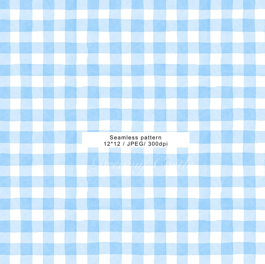 Blue Watercolor Gingham Seamless Pattern, Blue Plaid Digital Paper ...