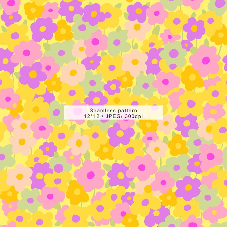 Spring Ditsy Floral Seamless Pattern, Retro Flower Digital Paper ...