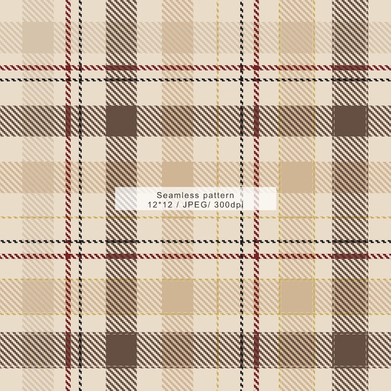 Cream Tartan Plaid Seamless Pattern,beige Cream Checkered Digital Paper ...