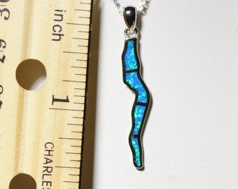 Seneca Lake (Med) Finger Lakes New York Opal Inlay Sterling Silver Pendant (Lab Opal) Pendant / Necklace Watkins Glen Geneva NY Finger Lakes
