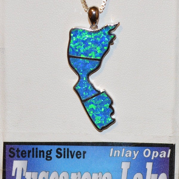 TUSCARORA Lake New York Opal Inlay Sterling Silver Pendant (Lab Opal) Pendant / Necklace Upstate NY