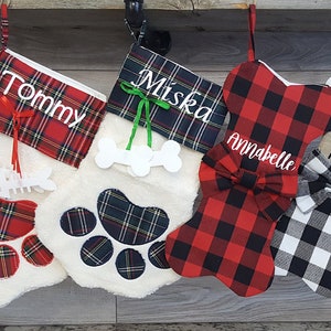 Personalized Pet Stockings, Custom Dog Stocking, Cat Stocking, Christmas Stocking for Dog, Stocking for Pets, Dog Gift, Buffalo Check Plaid