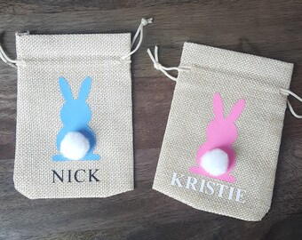 Easter Bag, Easter Treat Bag, Easter Gift Bag, Easter Bunny with Cotton Tail Personalized Easter Treat Bag, Easter Gifts, Easter Kids Gift