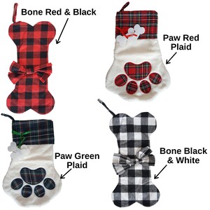 Dog Stockings for Christmas, Wholesale Dog Stockings, Dog Bone Stocking, Dog Paw Stocking, Bulk Dog Stocking, Buffalo Check Christmas Pets