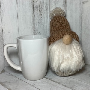 Knitted Gnome and Mug Gift Set, Gifts For Her, Valentines Day Gifts, Gnome Plush, Gnome Decor, Personalized, Handmade, Knit Accessories