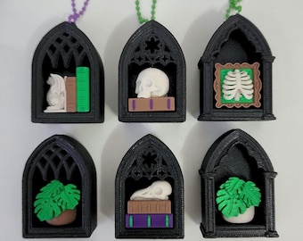Gothic Bookshelf Fidget Keychain | 3D Printed ASMR Clicker | Dark Academia Mini Shelf Sensory Toy | Cute Desk Toy | Choose Your Design